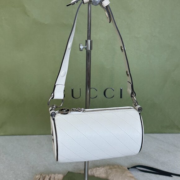 Gucci 760710 Blondie Mini Cylinder Shoulder Bag White Leather - Picture 2 of 15